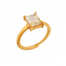 Natural facited radiant shape bytownite ring