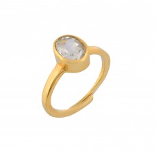 Natural facited oval shape bytownite ring
