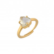Natural facited trillion shape bytownite ring