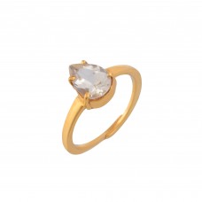 Natural facited pear shape bytownite ring